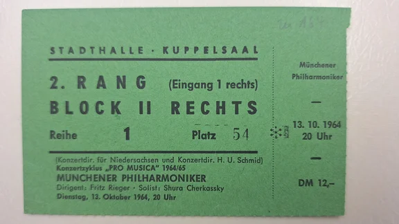 Eintrittskarte Kuppelsaal, 13. Oktober 1964